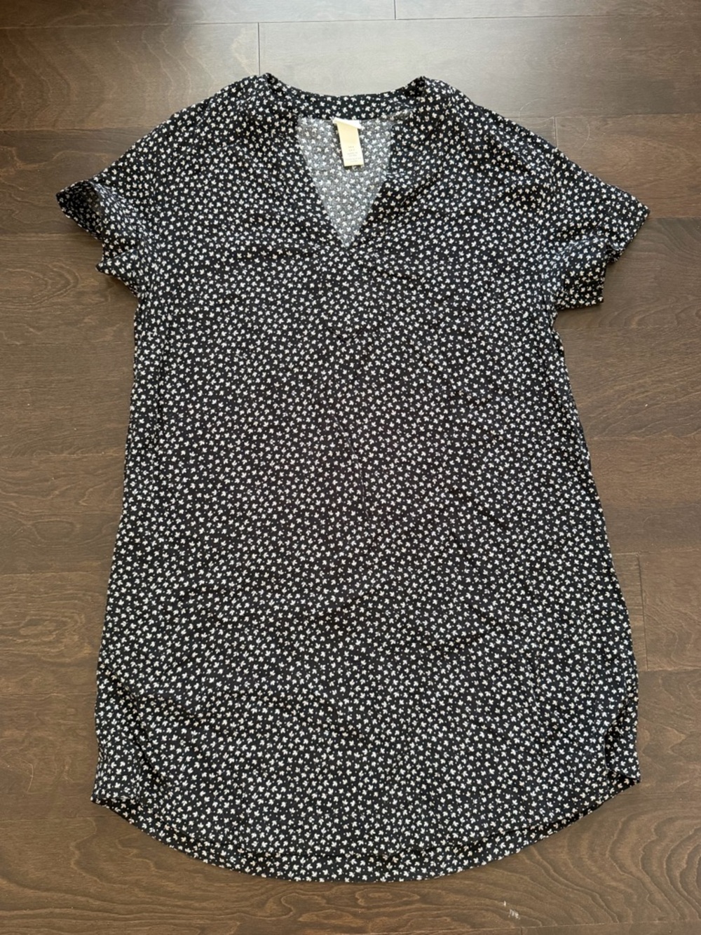 H&M Black Dress with White Micro Floral Print